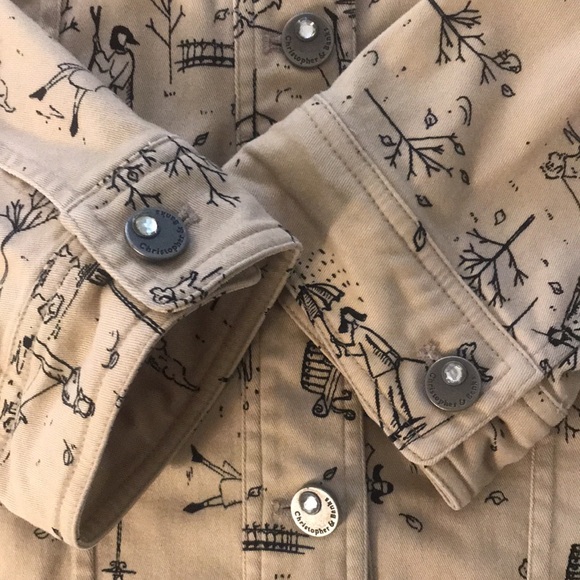 Dog Scenes Christopher & Banks Tan & Black Denim Jacket Umbr… - Picture 8 of 15